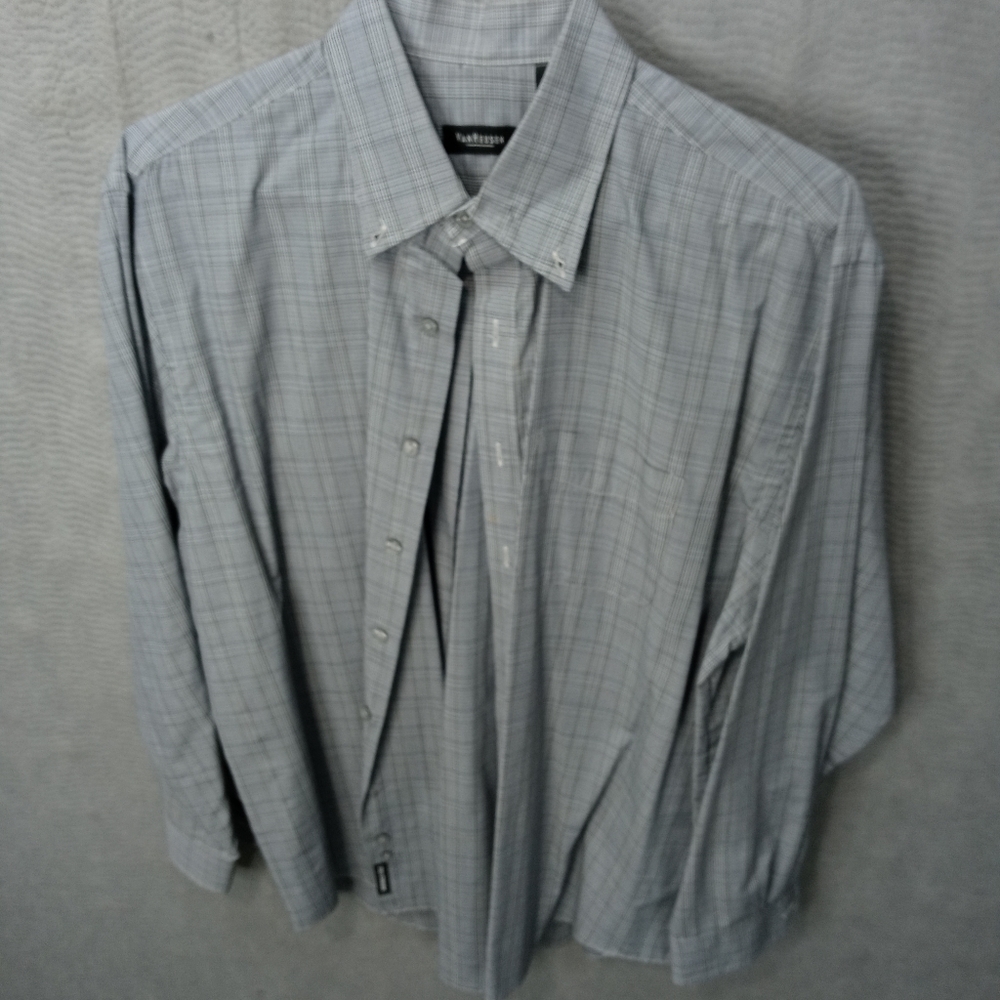 Van Heuson men's long sleeve button front cotton/p